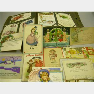 Album of Late 19th and Early 20th Century Postcards and a Group of Greeting Cards