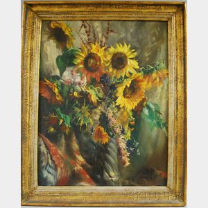 Stephen Juharos (American, 1913-2010) Still Life with Sunflowers.