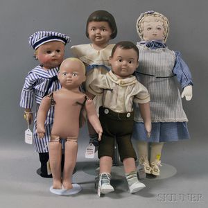 Five Cloth Dolls Including Chase