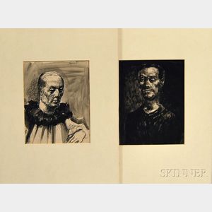 Johann Robert Schürch (Swiss, 1895-1941) Two Works: Portrait of a Clown