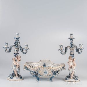Assembled Three-piece German Porcelain Garniture