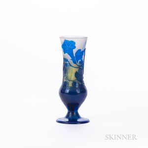 Galle-style Morning Glory Cameo Glass Vase
