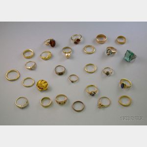 Twenty-three 10kt, 14kt, and 18kt Gold Rings and Bands