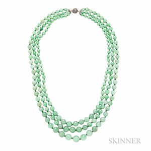 Jadeite Bead Three-strand Necklace