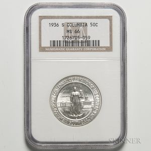 1936-S Columbia Commemorative Half Dollar, NGC MS66. 