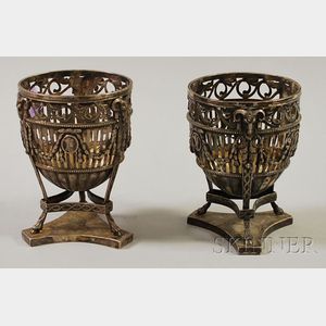 Pair of Neoclassical English Sterling Silver Urns