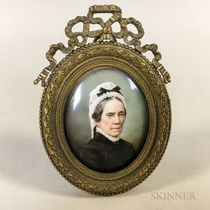 Framed Enamel Portrait Miniature of a Woman