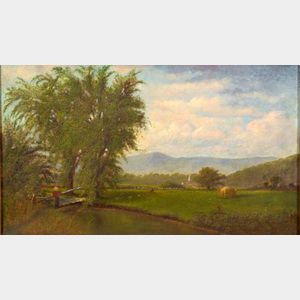 American School, 19th Century Fishing in a Valley Brook/A White Mountain View