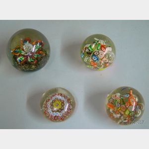 Four Internally Decorated Paperweights
