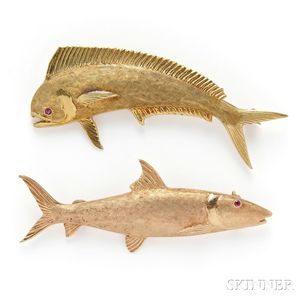 Two Fish Brooches