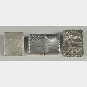 Two Silver Card Cases and a Silver Cigarette Case