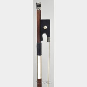 French Nickel Mounted Violin Bow, c. 1845, School of Francois Peccatte