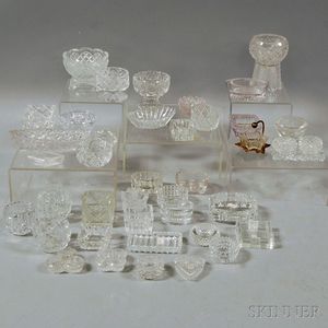 Thirty-nine Colorless Cut and Pressed Glass Salts
