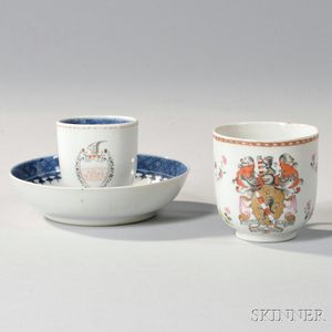 Armorial Export Porcelain Teacup and Teacup with Saucer