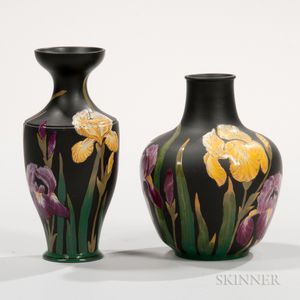 Two Wedgwood Black Basalt Kenlock Ware Vases
