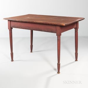 Red-painted Turned-leg Table