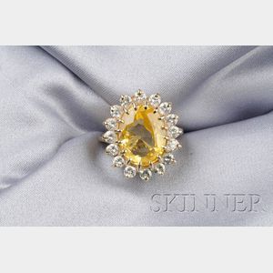 14kt Gold, Yellow Sapphire, and Diamond Ring