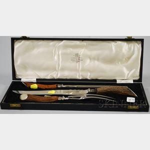Harrison Bros. & Howson Three-piece Silver-plated Boxed Carving Set.