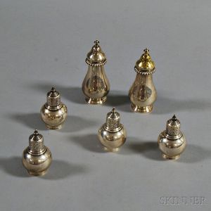 Three Pairs of Gorham Sterling Silver Shakers