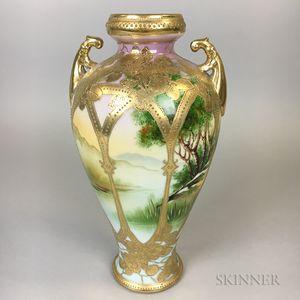 Japanese Hand-painted and Gilt Porcelain Urn