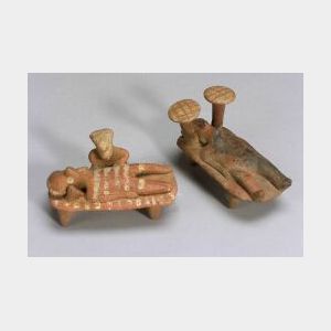Two Pre-Columbian Pottery Bed Figures
