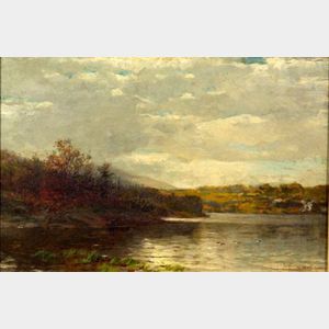 George H. McCord (American, 1848-1909) Pond with Ducks Alighting