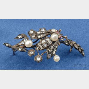 Antique Rose-cut Diamond Insect Brooch