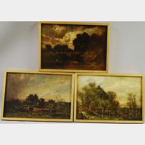 Charles Henry Miller (American, 1842-1922) Lot of Three Pastoral Landscapes.