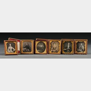 Six Sixth Plate Daguerreotypes of Young Women