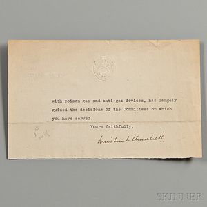 Churchill, Winston (1874-1965) Fragmentary Typed Letter Signed, 7 December 1918.