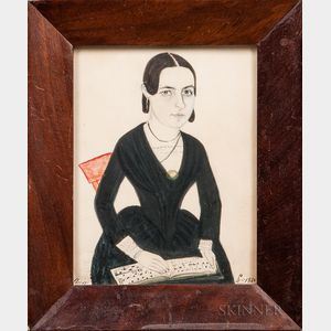 Jane A. Davis (Connecticut/Rhode Island, 1821-1855) Portrait of a Woman with Sheet Music