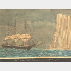 French School, 19th Century Ship "Tonian" Cap'n Wade ashore near Cape Antifer January 14th 1861.