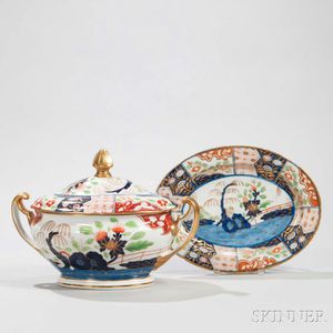 English Porcelain Covered Tureen and Stand