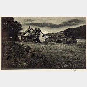 Lot of Four American Prints: Asa Cheffetz (American, 1896-1965),Deserted Farm
