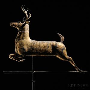 Molded Gilt Copper Leaping Stag Weathervane