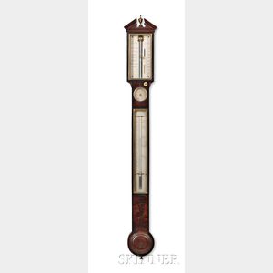 John Bleuler Mahogany and Mahogany Veneer Mercury Stick Barometer
