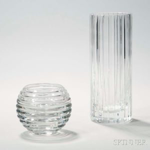 Two French Colorless Crystal Vases