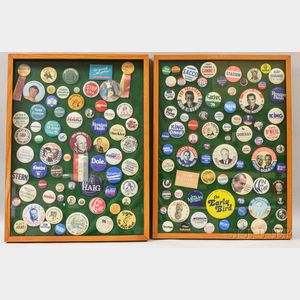 Two Framed Groups of American Political Campaign Buttons