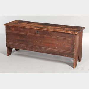 Chip-carved and Crease-molded Pine Six-board Chest