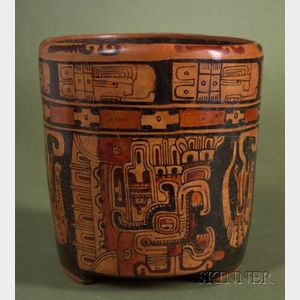 Pre-Columbian Polychrome Cylinder
