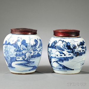 Two Canton Porcelain Covered Ginger Jars