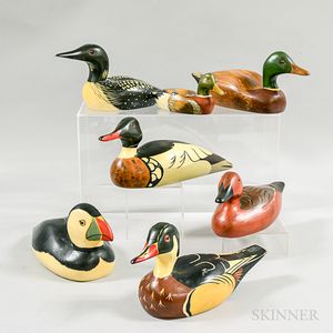 Seven Contemporary Carved and Painted Decoys