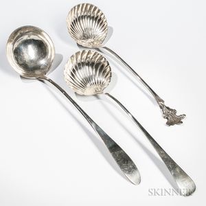 Three George III Sterling Silver Soup Ladles