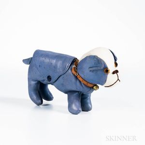 Blue and White Leather French Bulldog Clutch