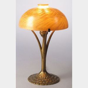 Tiffany Studios Gold Damascene and Bronze Dore Table Lamp