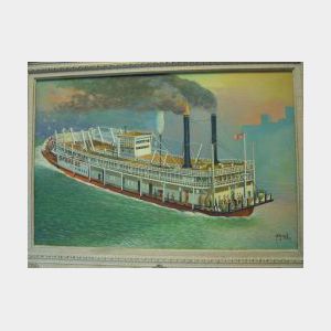 Framed Oil of the Riverboat Sprague