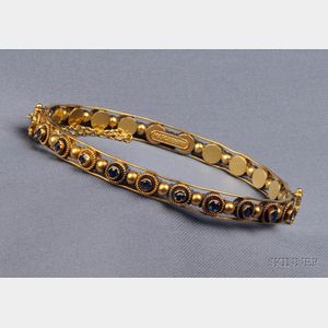 Etruscan Revival Sapphire, and Seed Pearl Bracelet, Nicola Marchesini