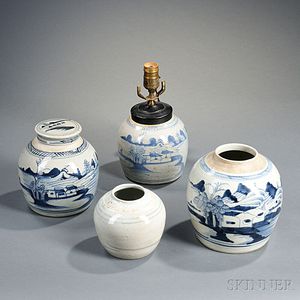 Four Canton Porcelain Ginger Jars