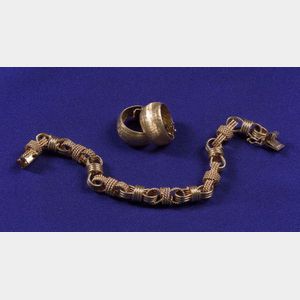 14kt Gold Bracelet and Earclips