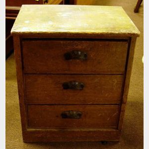 Small 19th Century Grain Painted Three-Drawer Chest.